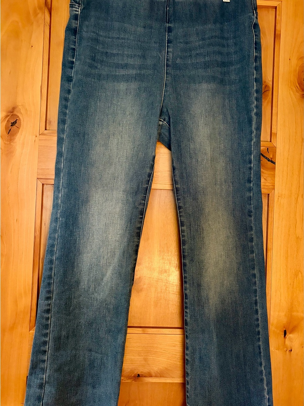 Soft Surroundings Women's Blue Bootcut Jeans pull on elastic waist